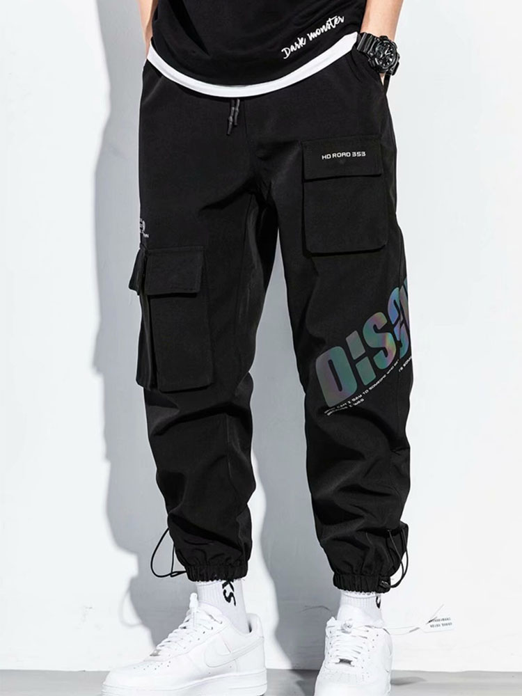 Techwear riflettente uomo Streetwear pantaloni Hip-Hop coreani Harem pantaloni Cargo Casual da uomo pantaloni larghi funzionali multi-tasca
