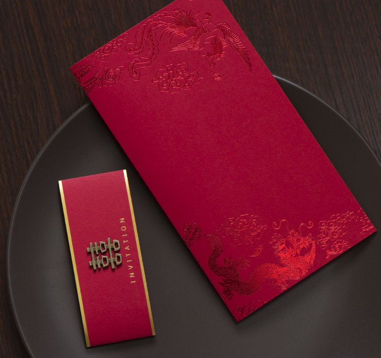 30 pcs Chinese Double Happy Lette Bride And Groom Wedding Invitation Mandarin Duck Dragon Party Invitations With Envelopes LF704