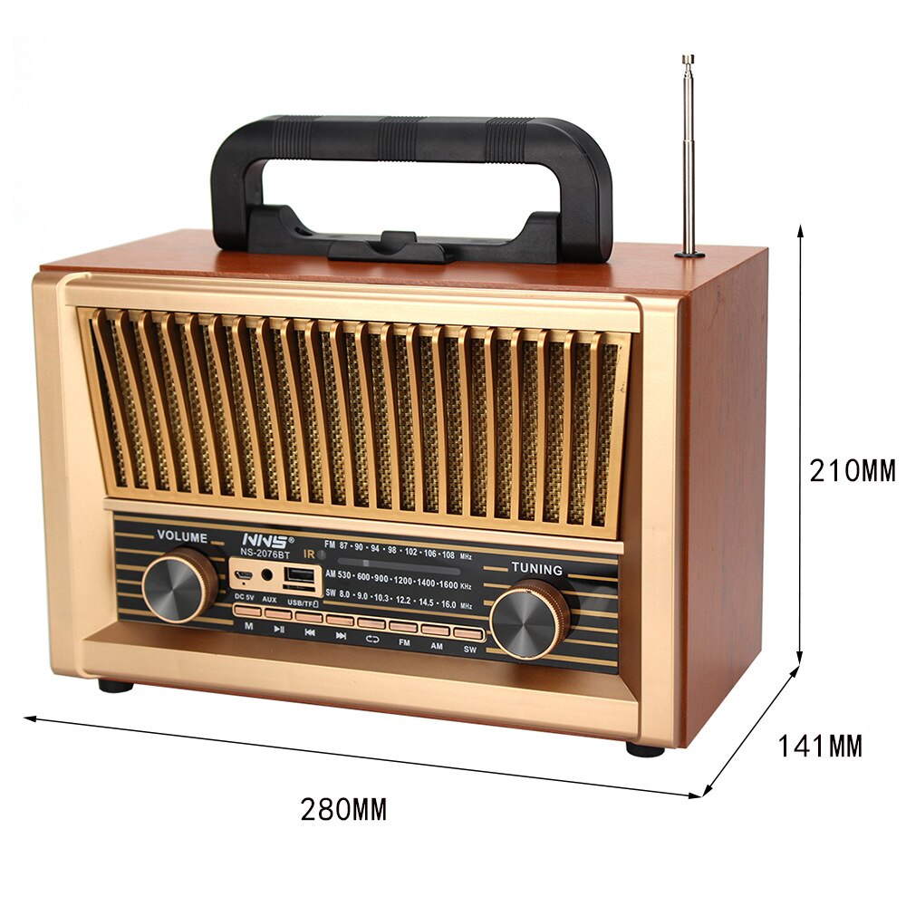 Hifi Stereo Vintage Houten Draadloze Bluetooth Radio Speaker Draagbare Home Fm/Am/Sw Radio Ouderen Tf Card U MP3 Speler