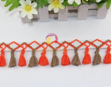 1 yard/lot kwastjes franjes katoenen kant rand kleding naai accessoires gordijn lint naai kant stof voor doe-het-zelf knutsel kleding: 7 oranje lichte koffie
