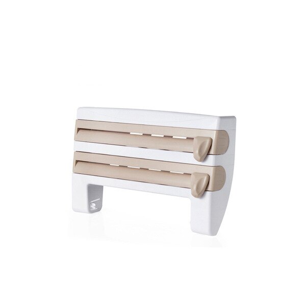 4 In 1 Keuken Organisator Papieren Handdoek Houder Vershoudfolie Snijden Houder Saus Fles Tin Folie Papier Opbergrek Keuken plank: khaki
