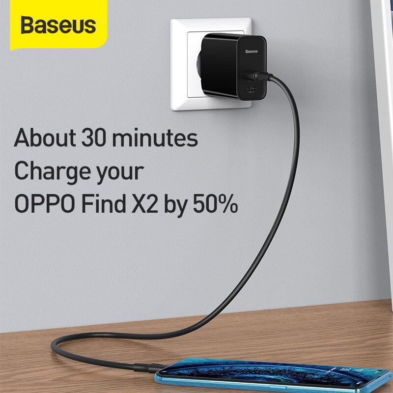 Baseus 30W Usb Charger Pd Qc Snel Opladen Voor Smartphone Notebook 4.0 3.0 Usb Type-C Lader Reizen lader Met 1M 5A Kabel