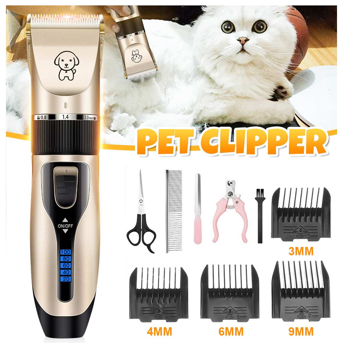 Rechargeable Low-noise Hair Grooming Cutter Machine Electrical Dog Hair Trimmer USB Charging Pet Hair Clipper