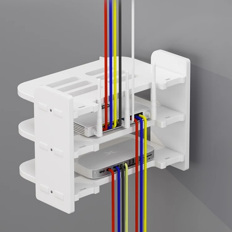 Router storage rack, wall mounted, guest TV set-top box, bedroom WiFi storage box rack, non perforated wall mounted