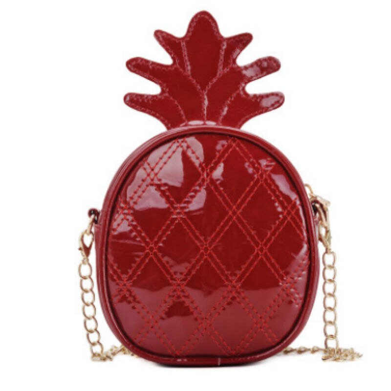 1Pc Zomer Kids Pu Lederen Tas Draagbare Kinderen Zandbak Speelgoed Verstelbare Riem Eenvoudige Vlakte Rugzak Pouch Ananas Zak: Rood