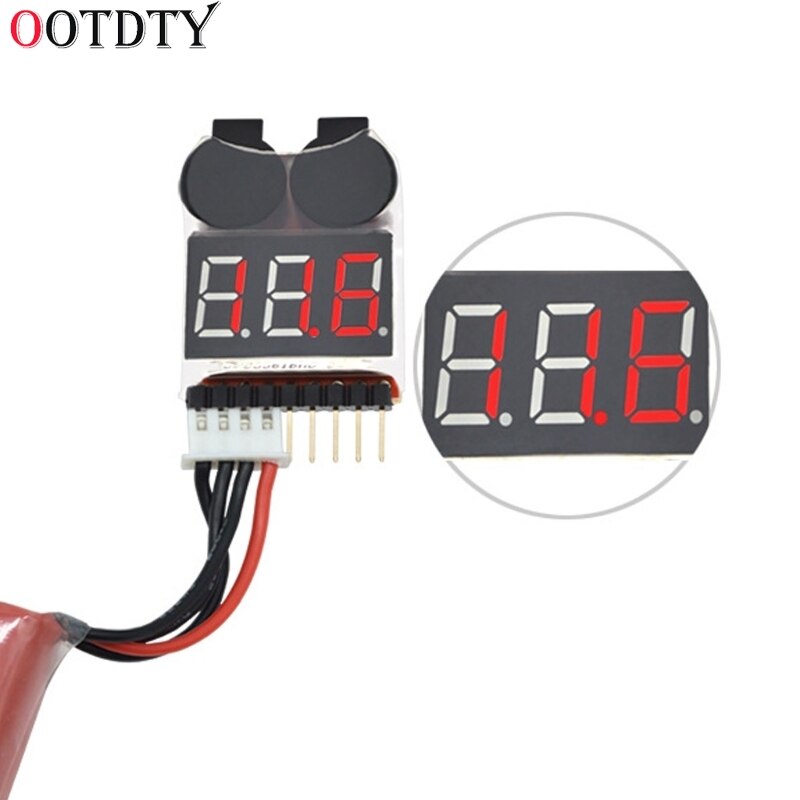 1-8S Lipo/Li-ion/Fe RC Boat Battery 2 In 1 Tester LED Low Voltage Buzzer Alarm