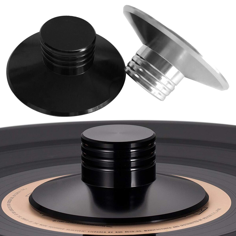 Lp-vinyl-plattenspieler, robuster plattenstabilisator, hifi-gewichtsklemme, ergonomische einstellmöglichkeit, ausbalancierter spieler, massives aluminium