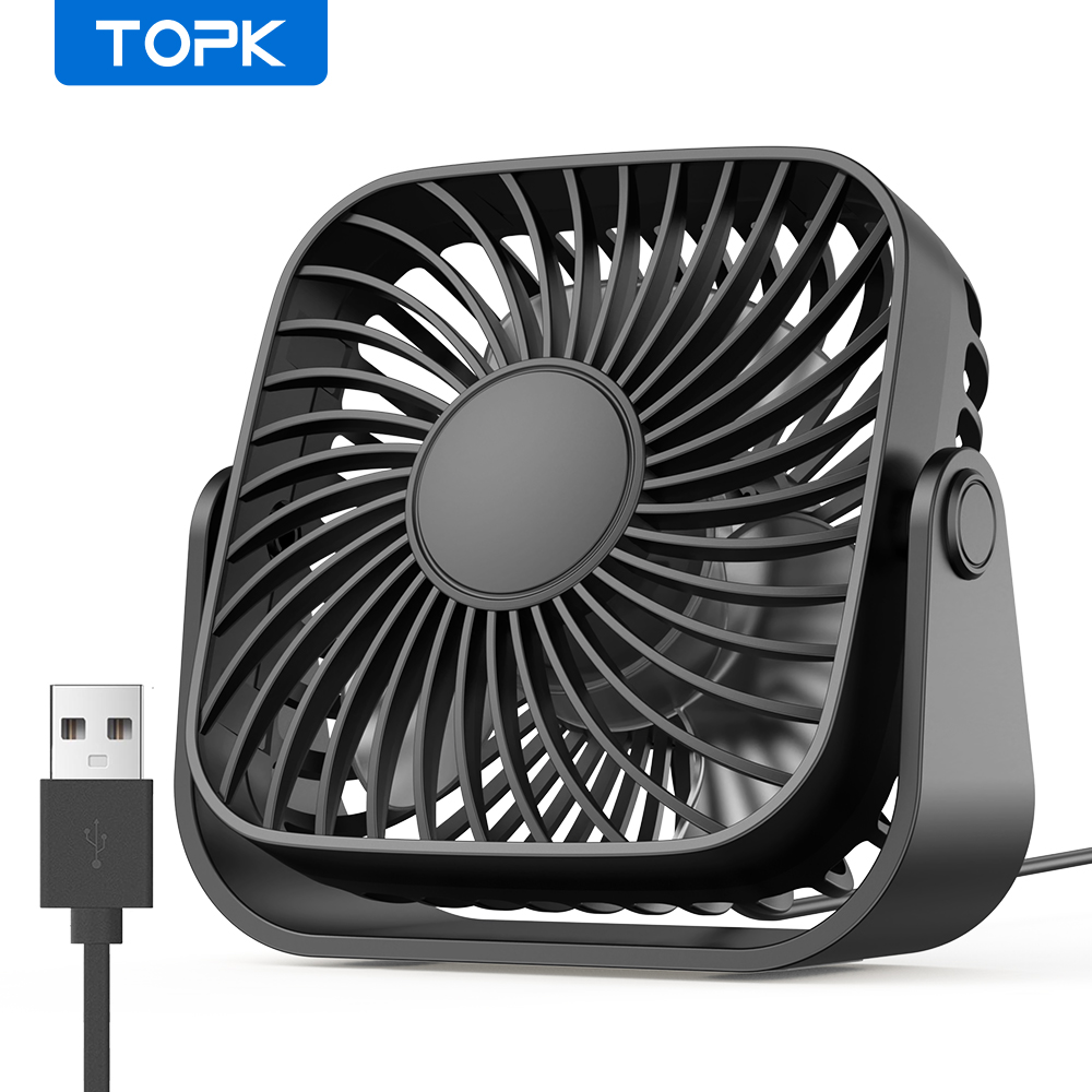 Topk usb-skrivbordsfläkt minifläkt bärbar 3-- hastighetsvind liten kylfläkt 360 ° roterbart huvud för hemmakontorsbord och skrivbord