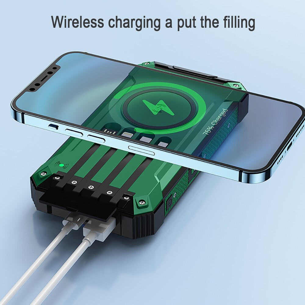 20000mah mobilepower cabo auto-contido energia móvel solar compartilhada universal caso macio telefone móvel neutro sem fio power bank