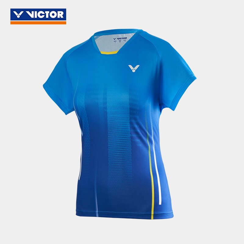 T-shirt à manches courtes de Badminton Victor , nouvelle série de concours de contraste de couleur pour femmes T-01008: M / Black