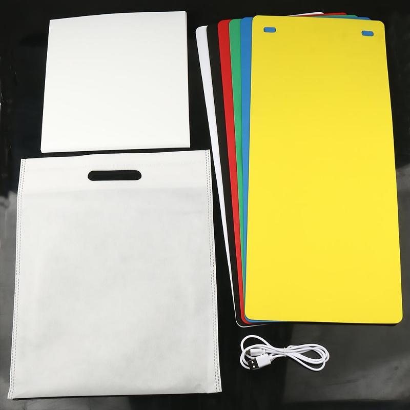 2 led foldelysboks 20*20cm 6- farvet bærbar fotografifotostudie diffus softbox lysstyrke lysboks til dslr-kamera