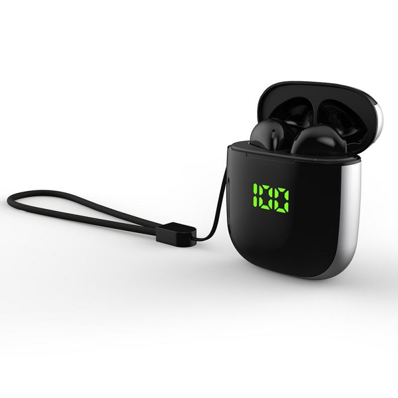 TWS-WK60 5.0 Bluetooth Headset Met Draadloze Opladen Met Lcd-scherm Opladen Box Ondersteuning Draadloos Opladen Voor Ios Android