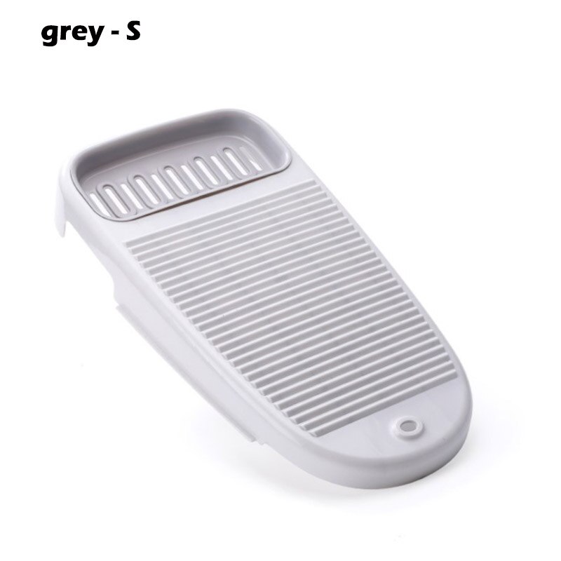 2 in 1 Laundry Clothes Washing Board Plastic Thicken Washboard with Soap Holder Seat Box Scrubbing Bathroom Cleaning Laundry: grey - S