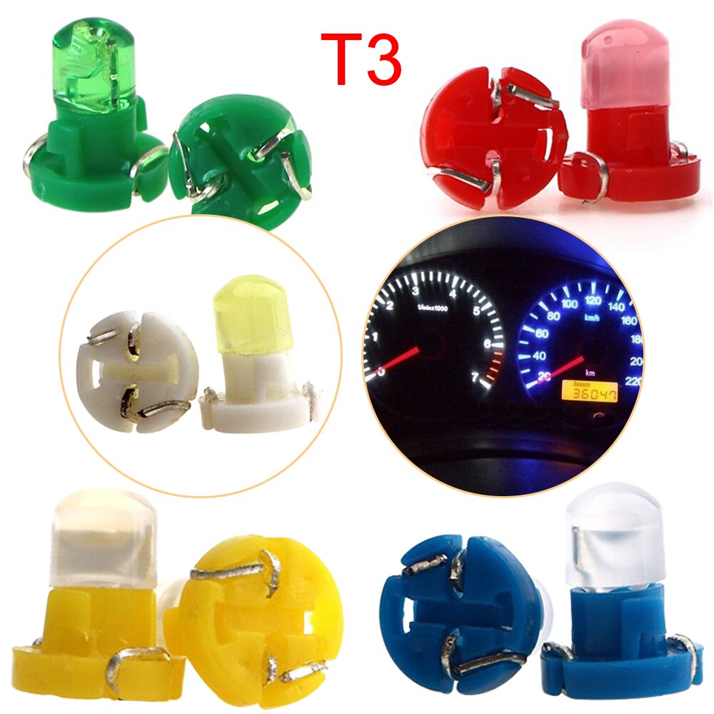 10 Uds T3 T4.2 T4.7 luz para salpicadero coche vehículo instrumento mapa indicador de advertencia luz LED 12V blanco rosa rojo hielo azul verde ámbar