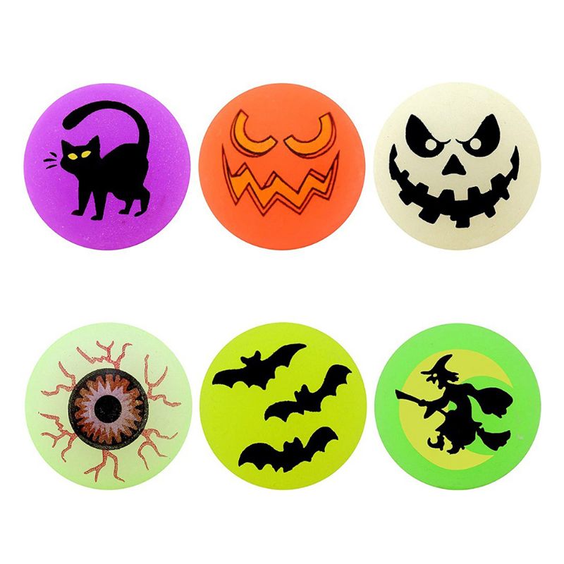 72Pc Halloween Theme Glow in The Dark Bouncing Balls Halloween Bouncy Party Favor Supplies Trick or Treating Goodie Toys
