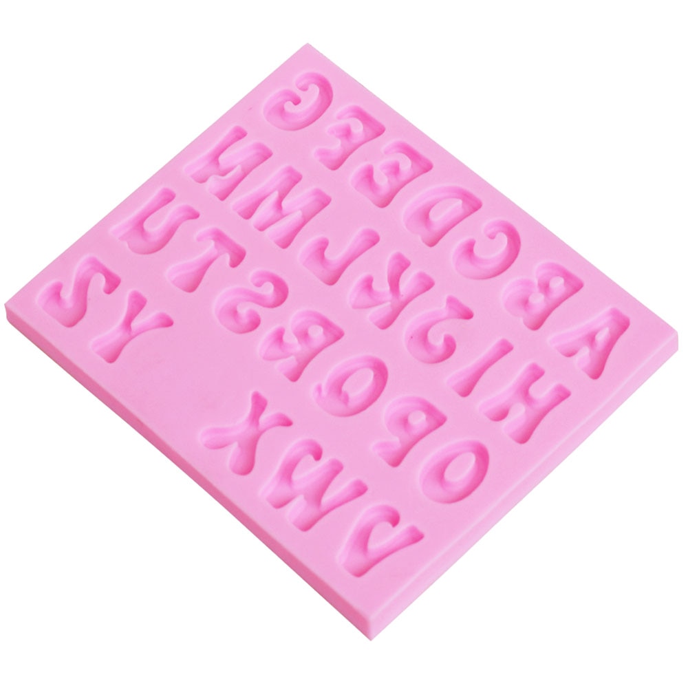 M948 molde de silicona con letras originales del alfabeto, utensilios para decoración de tortas con Fondant, pasta de goma, moldes de caramelo de arcilla y Chocolate