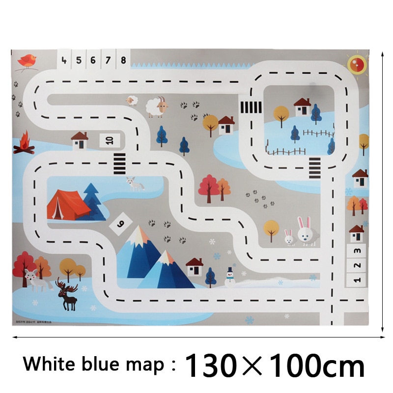 Nuovo 130X100 CM Nordic giocattolo neve tappeti per auto mappa giochi per bambini coperta di zona pad urban road map gioco pieghevole costruzione di parcheggio