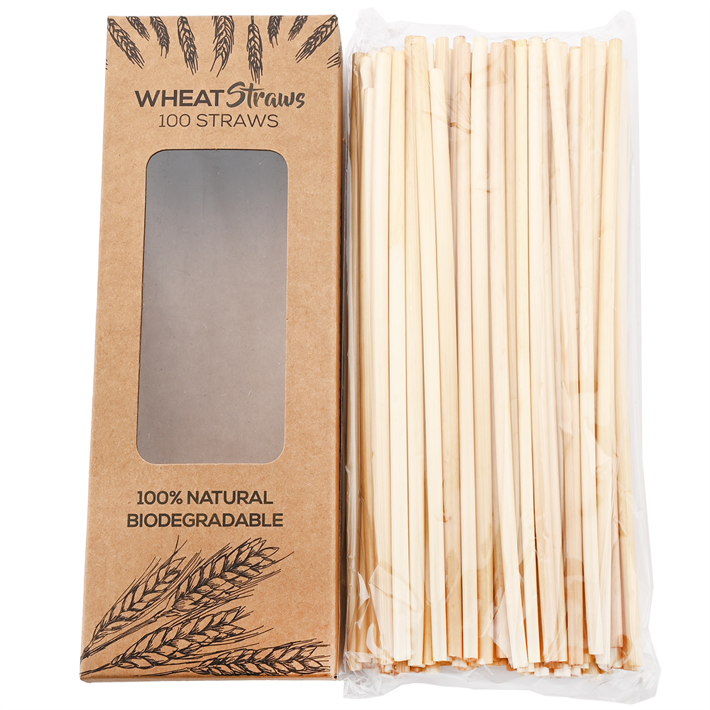 100/200pcs Disposable Straws Natural Wheat Straw 100% Biodegradable Straw Straw Set For Bar Accessories