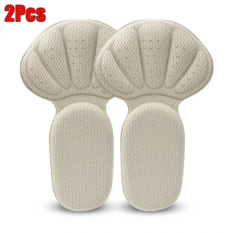 Pegatinas para el talón, zapatillas, Protector del talón, almohadillas para los pies, alivio del dolor, reductor de tamaño, plantillas antideslizantes para zapatos, almohadilla para el cuidado de los pies en forma de T, empuñaduras para el talón: Beige