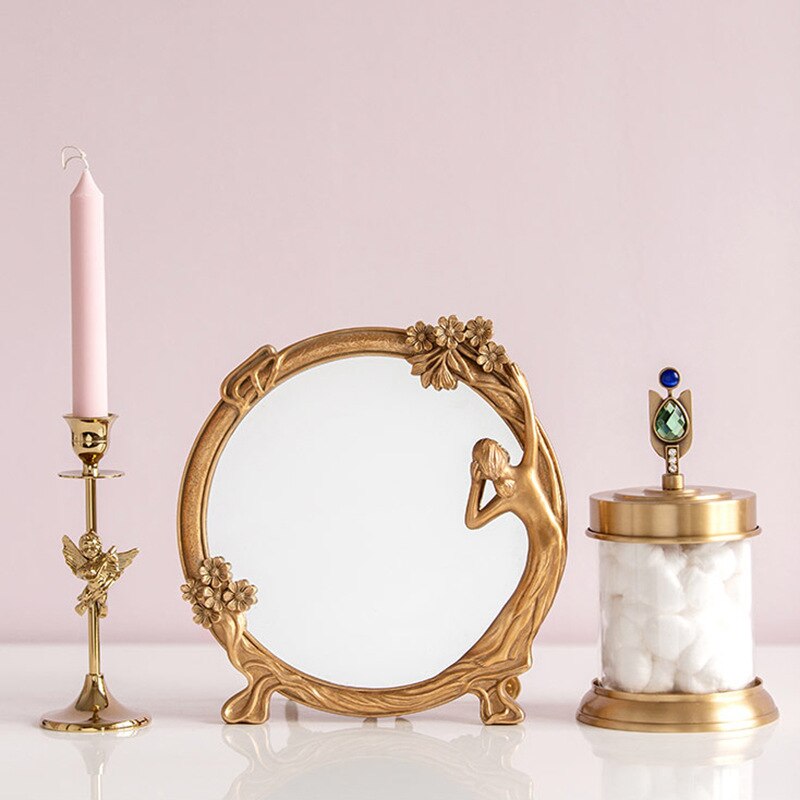 Stand Desktop Spiegel Grote Home Decoratie Elegante Milieuvriendelijke Goud Vintage Barokke Muur Gemonteerde Spiegel Voor Slaapkamer Artistieke