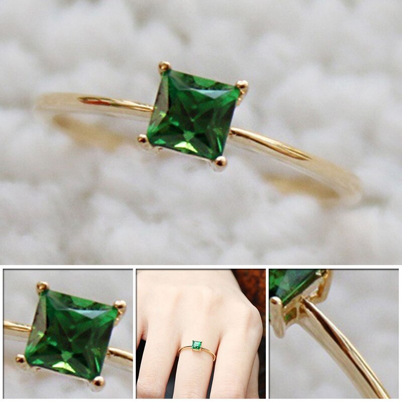 Imitation Natural Jade Color Rings For Women Classic Silver Color Wedding Engagement Ring Fine Jewelry