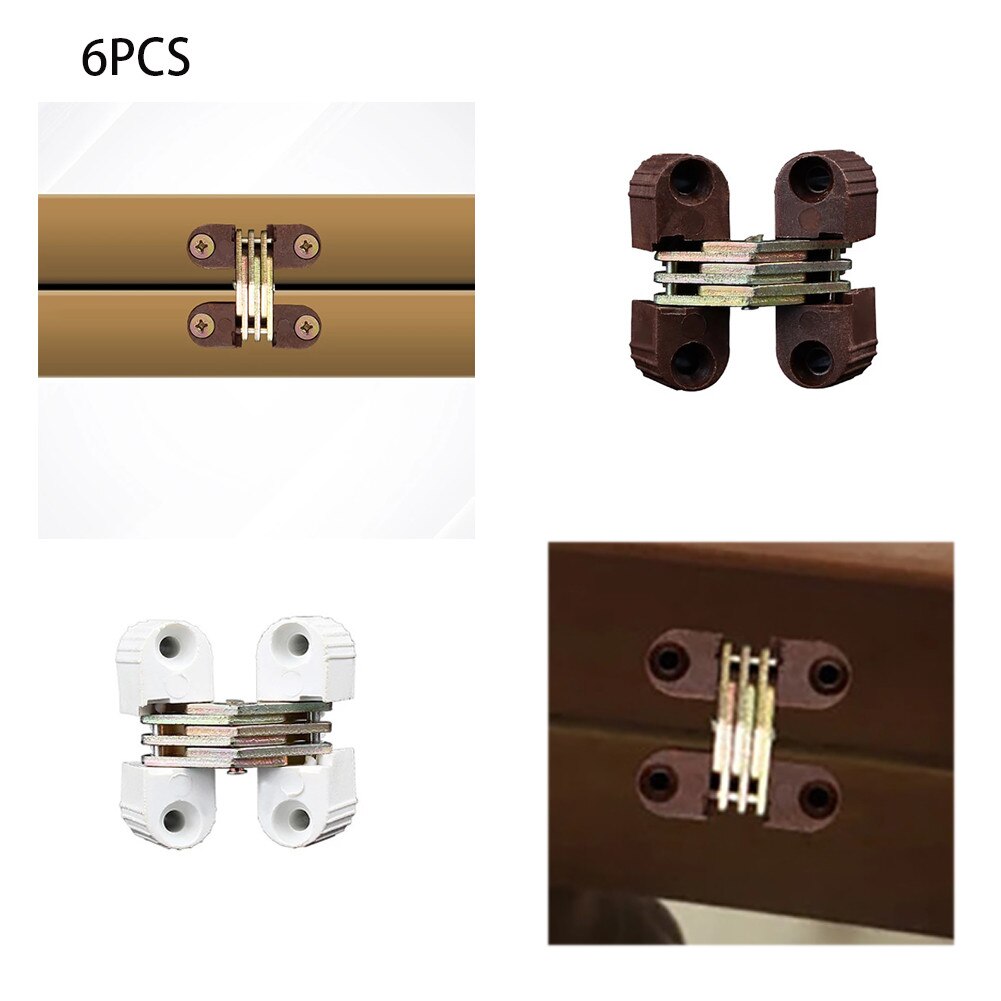 6*Hidden Hinges Plastic + Iron Invisible Folding Door Barrel Cross Hinge Plastic Invisible Concealed Hinge
