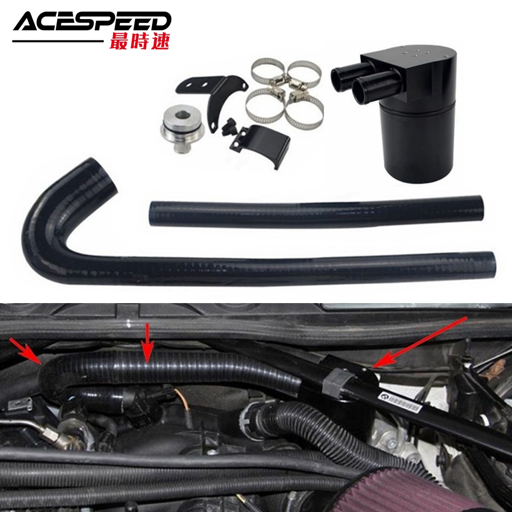 Black Baffle Oil Catch Can Tank For BMW F30 F32 F36 320i 328i N20 N26 Engine With Radiator Silicone Hose