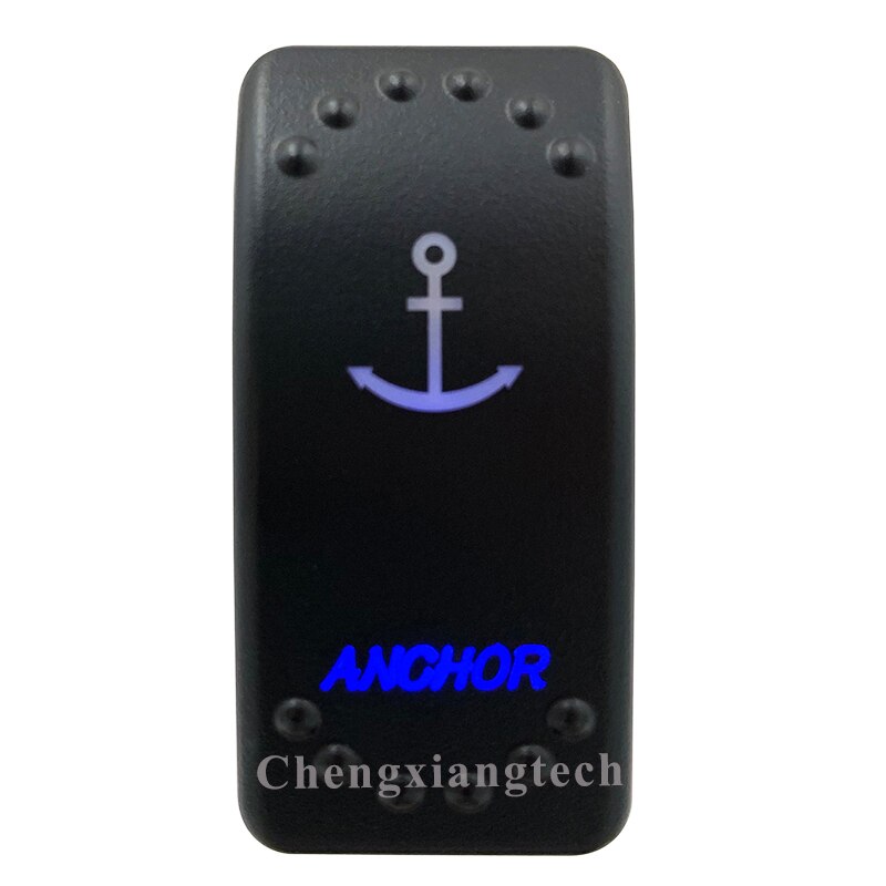 12V 20A (ON) OFF ON Blue Led ANCHOR Rocker Switch Up Momentary Down maintained Boat Switch IP68 Waterproof Universal