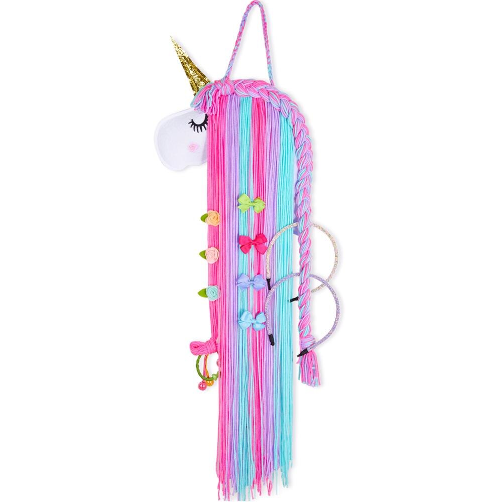Einhorn Haar BöGen Lagerung Gürtel Ornamente 100% Handgemachte Mädchen Haar Clips Haarspange Haarband Hängen Dekor Organizer