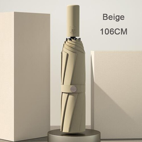 Xiaomi Zuodu Full-Automatic Sunny And Rainy Umbrella Folding Men's and Women's Forest System Is Retro Fashionable And Simple: Beige 106CM