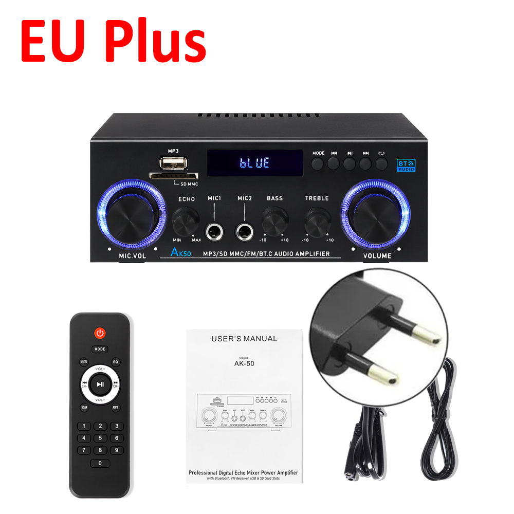 WOOPKER 60W * 2 Amplificatore audio AK50 HiFi Digitale Bluetooth Amplificatore di potenza Canale 2.0 FM USB AUX Amplificatore audio per Home Car Karaoke