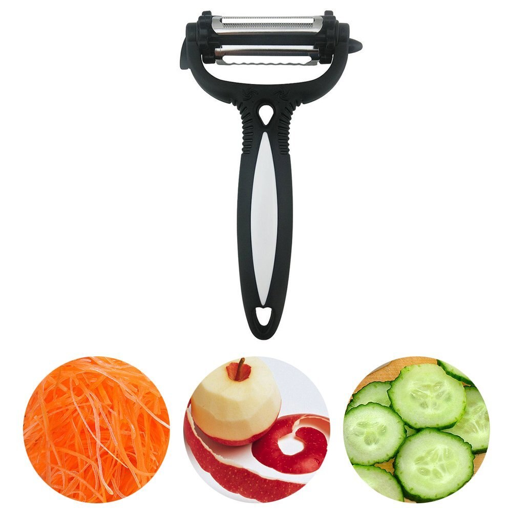 Pelador multifuncional 3 en 1, pelador de frutas y verduras giratorio de 360 grados, mango cómodo antideslizante