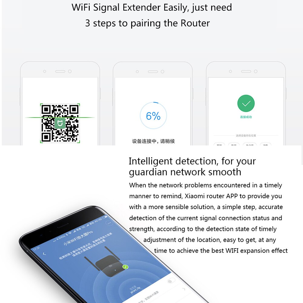 Xiaomi-Amplificador inalámbrico inteligente Pro, repetidor WiFi Original de 300Mbps, extensor de señal, Roteador, aplicación de enrutador MiWifi