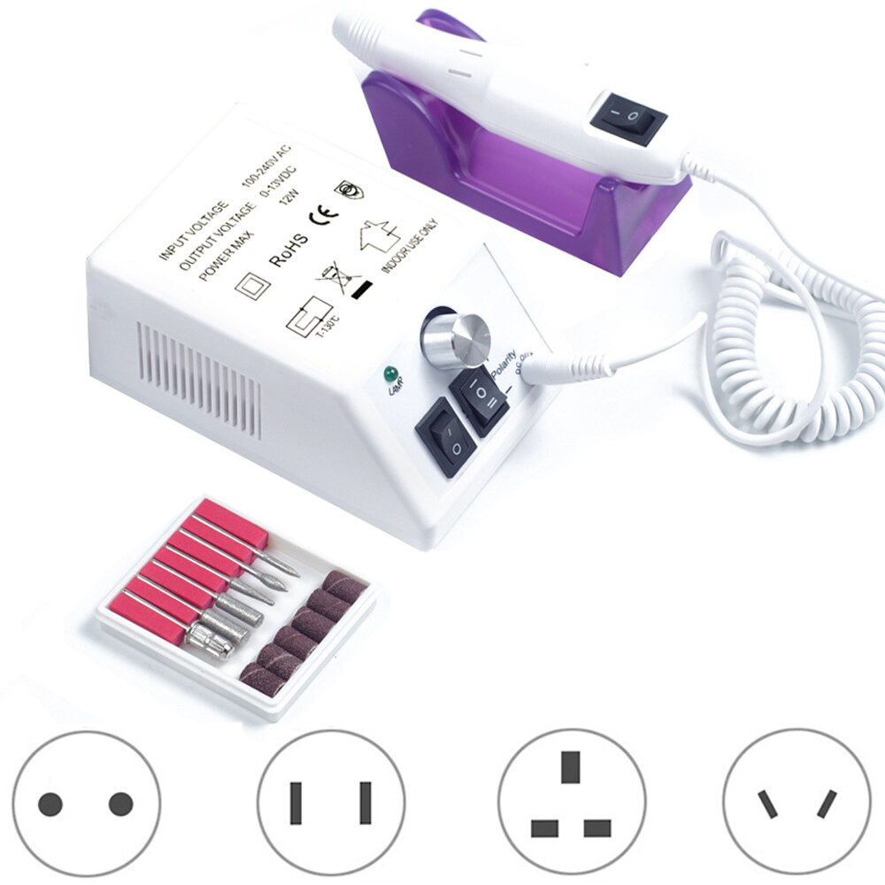 30000 Rpm Nail Boor Machine Set 40W Manicure Machine Apparaat Voor Manicure Pedicure Kit Pro Elektrische Nagelvijl voor Nail: 20000rpm-white