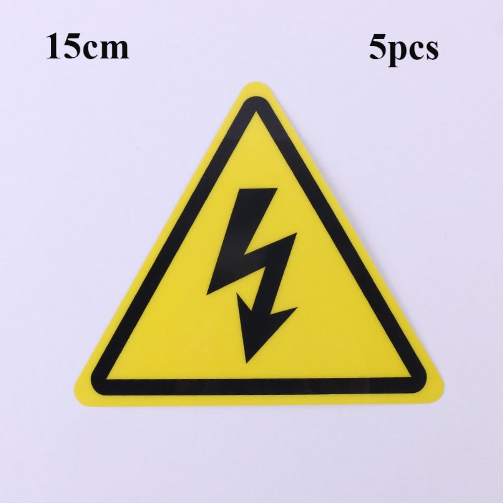 5pcs Geel Waarschuwing Sticker 3.6/5/8/10/15cm Accessoires Elektrische schok Gevaar Gevaar Opmerking Gevaar Voor Elektrische Doos: green