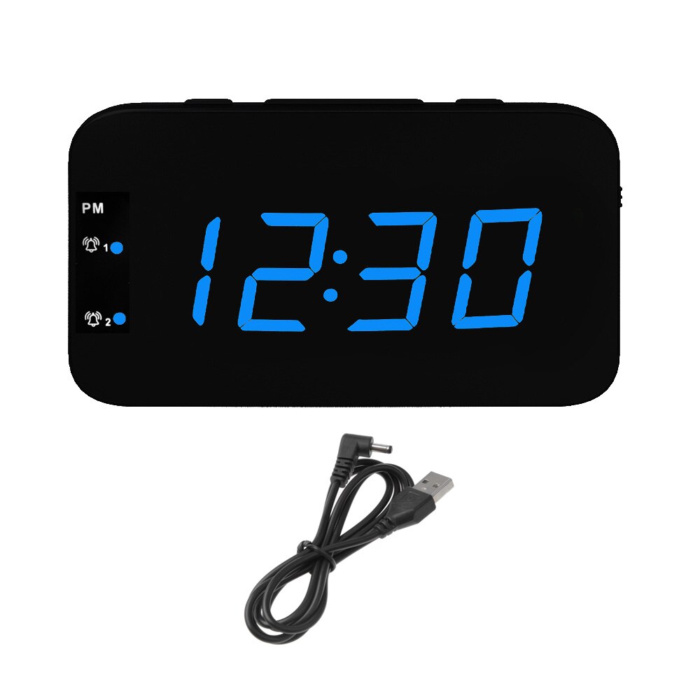 Digital alarm clock dimmable brightness alarm clock 12/24Hr snooze bedroom digital display: Blue