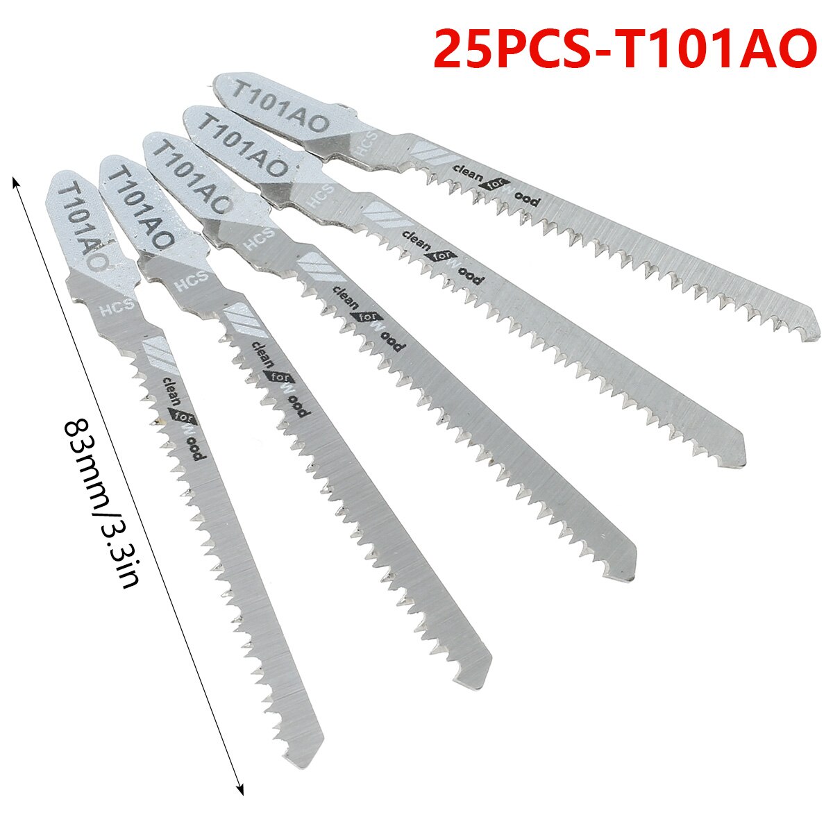 25 Stuks Jig Zaagblad Set Hcs Zaagbladen T-Schacht Snelle Cut Down Jigsaw Blade Jig Saw Cutter accessoires T101AO /T101B /T111C/T101BR: 25PCS T101AO 83mm