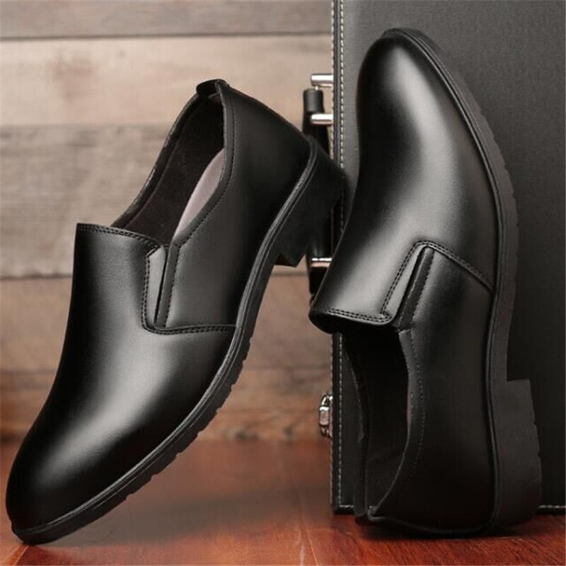 Zapatos de vestir de negocios para hombre, Cuero clásico, sin cordones, estilo oxford,