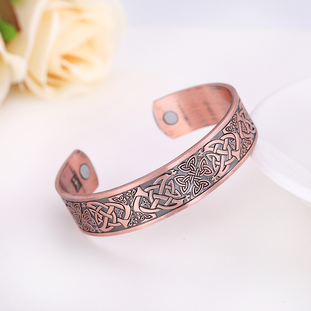 LIKGREAT Metal Engraved French Caroline Dynasty Cross Bangle Women Men Amulet Jewelry Celtics Knot Magnetic Cuff Bracelet