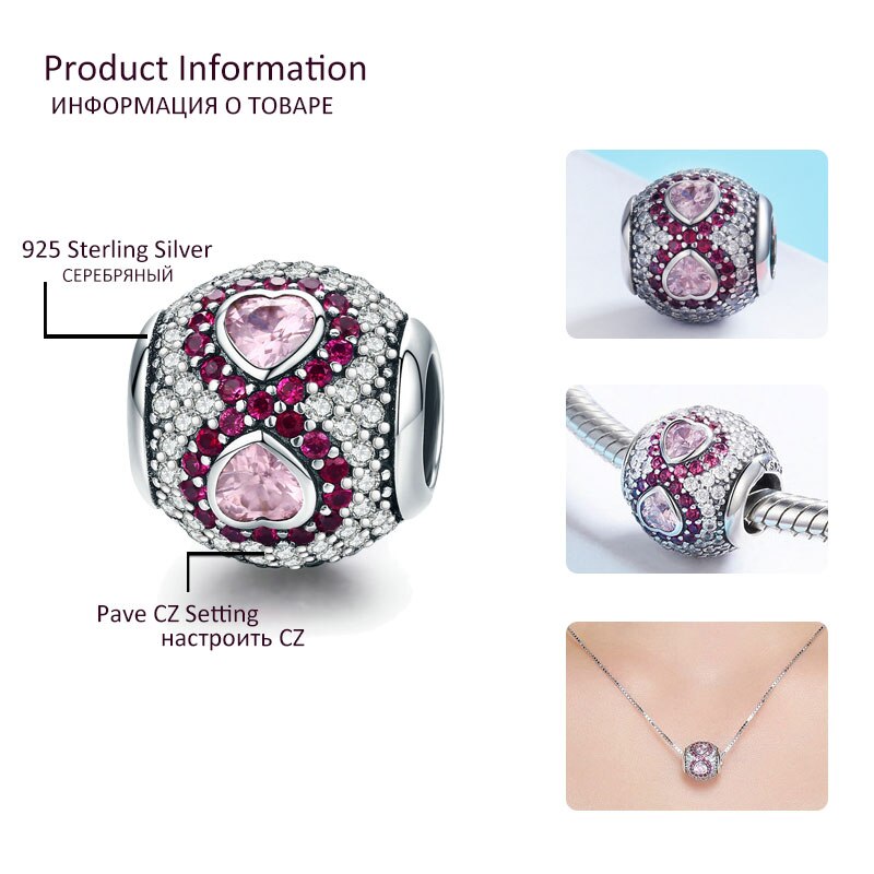 Bisaer 925 breloques en argent sterling en forme de cœur, flocon de neige, feuilles d'érable, perles en cristal cz, adaptées aux bracelets à breloques, bijoux en or à faire soi-même, maman