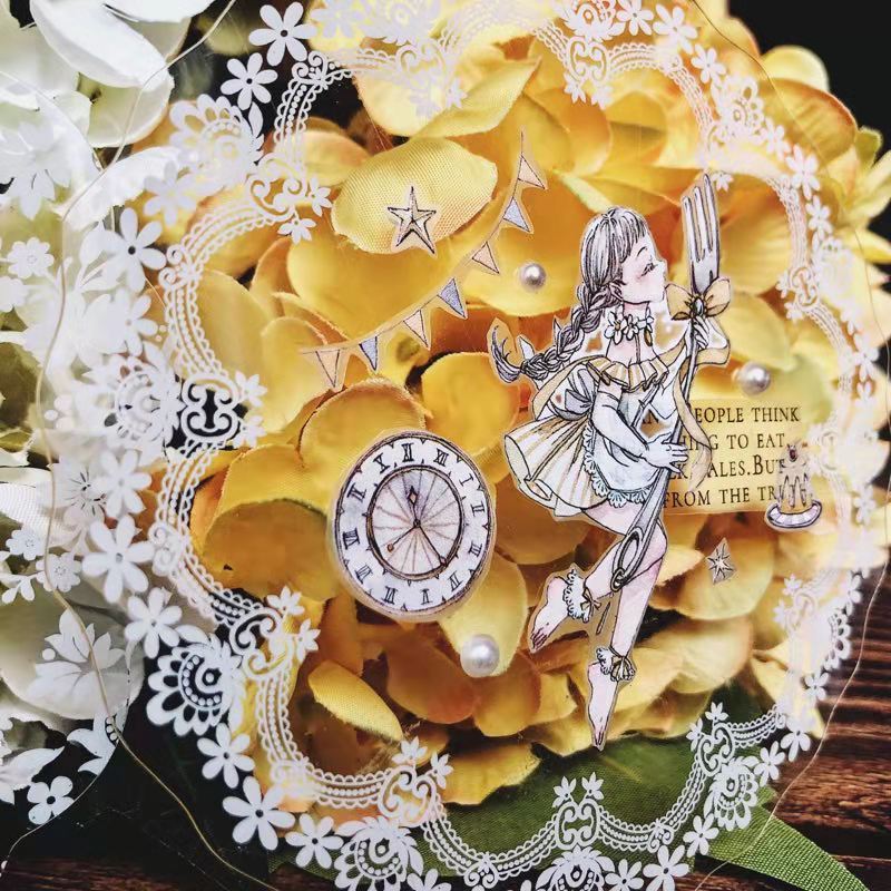 Shabby chic spets genomskinlig ram klistermärken special collage kort gör-det-själv skräp journal dagbok planerare scrapbooking album dekoration