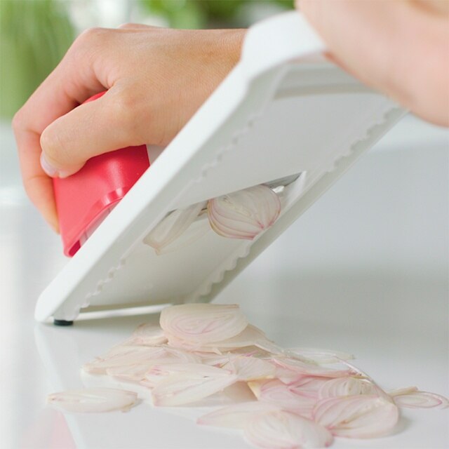 Tupperware mini skiver mandolin, kok speedymando hvid-rød rivejern mandolino køkkenstjerne