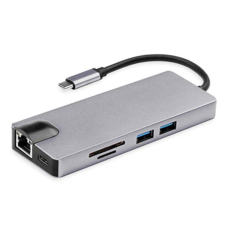 Type-C Naar Hdmi Type-C Docking Station Hdmi Vga Gigabit Netwerkkaart Usb Kaartlezer Alle In een Acht In Een