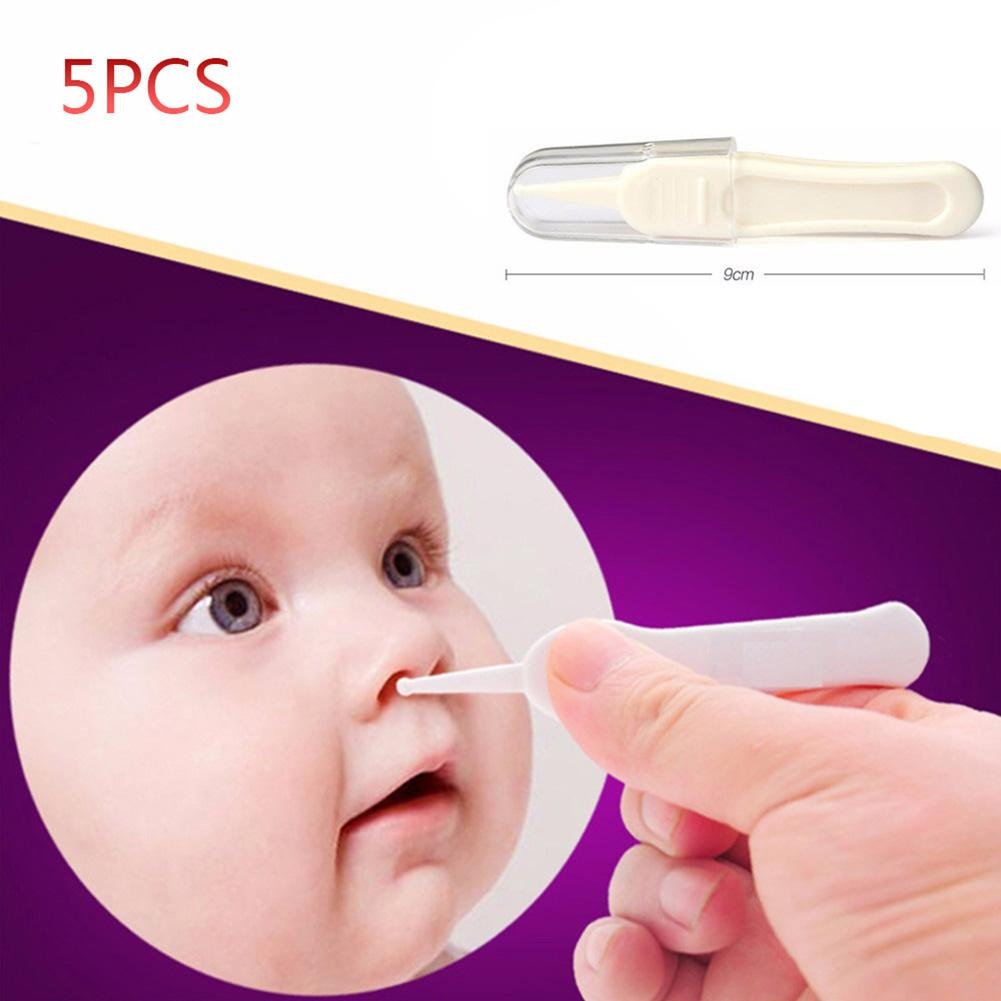 Pinzas de limpieza para el ombligo de la oreja y la nariz del bebé, pinzas de seguridad, Clip limpiador de plástico, 5 uds.
