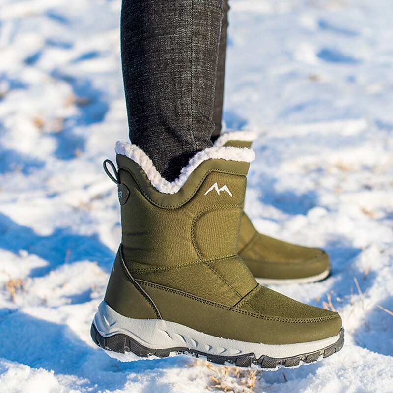 Kvinner snøstøvler glidelås vinterstøvler dame varme plysj vanntette sklisikre vintersko botas de mujer