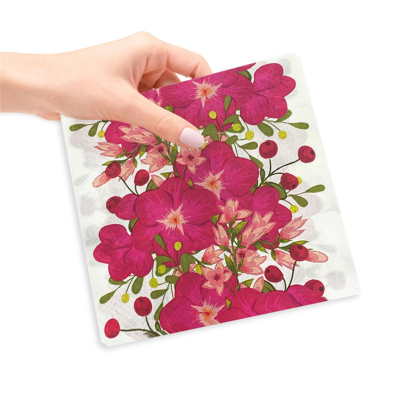 20 stk/pakke blomsterprintede decoupage papirservietter håndværk dekoration bryllupsfest 2- -lags firkantede middagsservietter