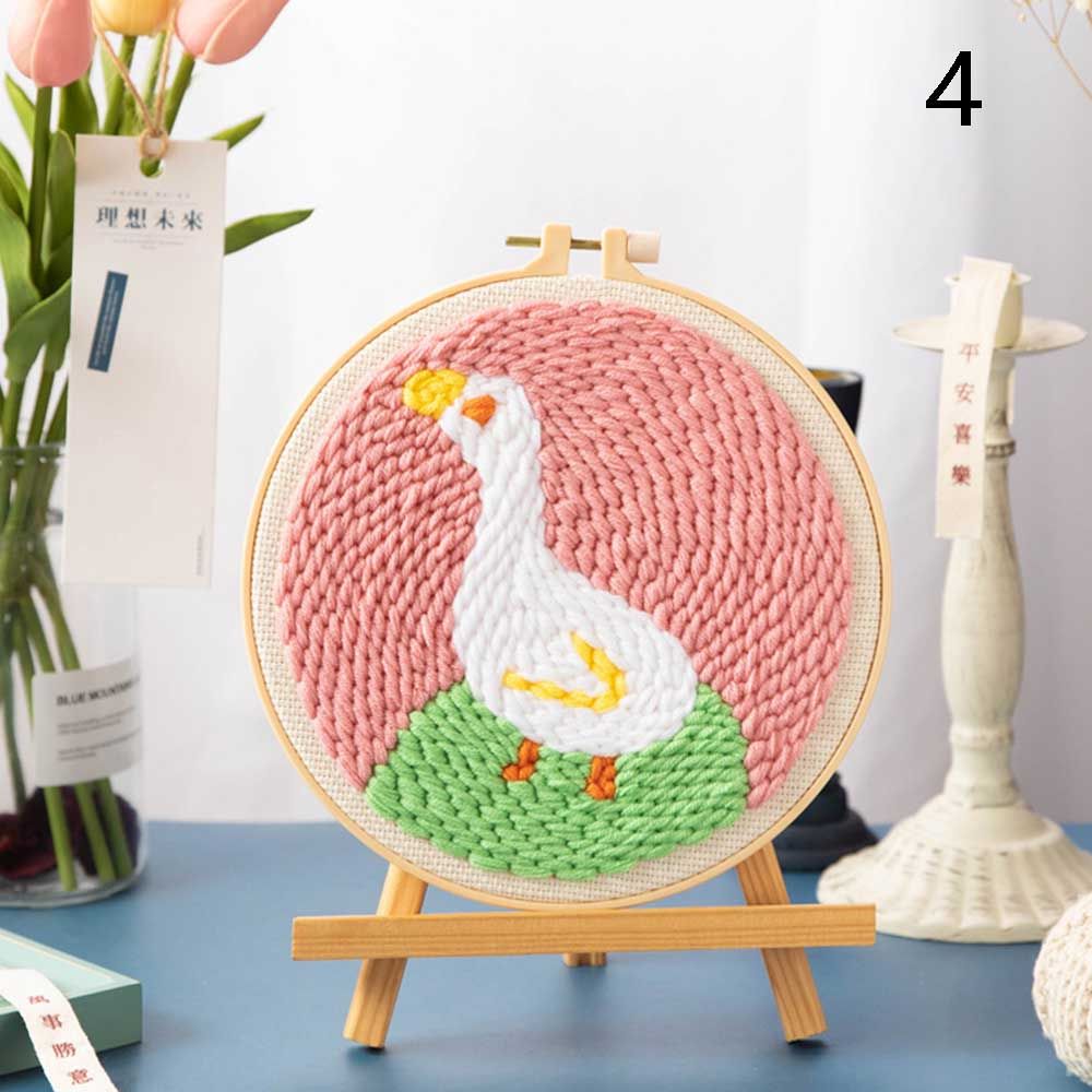 Kit de bordado de dibujos animados con hilo, costura artesanal para principiantes, Kits de aguja de punzón para bordado, decoración de punto de cruz hecha a mano: 4