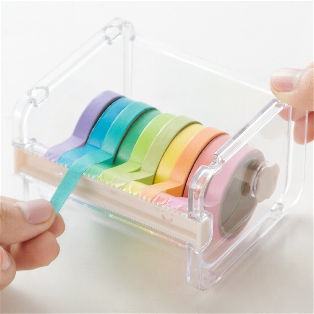 Japanese Stationery Masking Tape Cutter Washi Tape Storage Organizer Cutter Office Tape Dispenser Supplies
