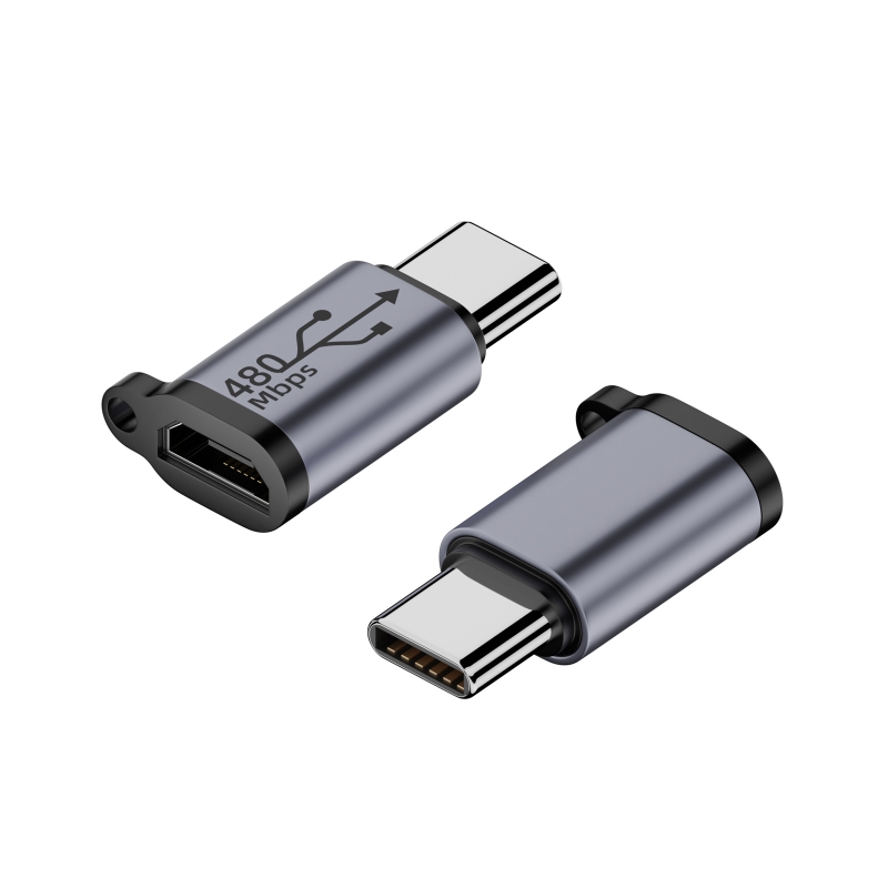 Type-C to Micro USB Mini USB Adapter Converter 18W Aluminum Alloy Connector 480M: WHITE