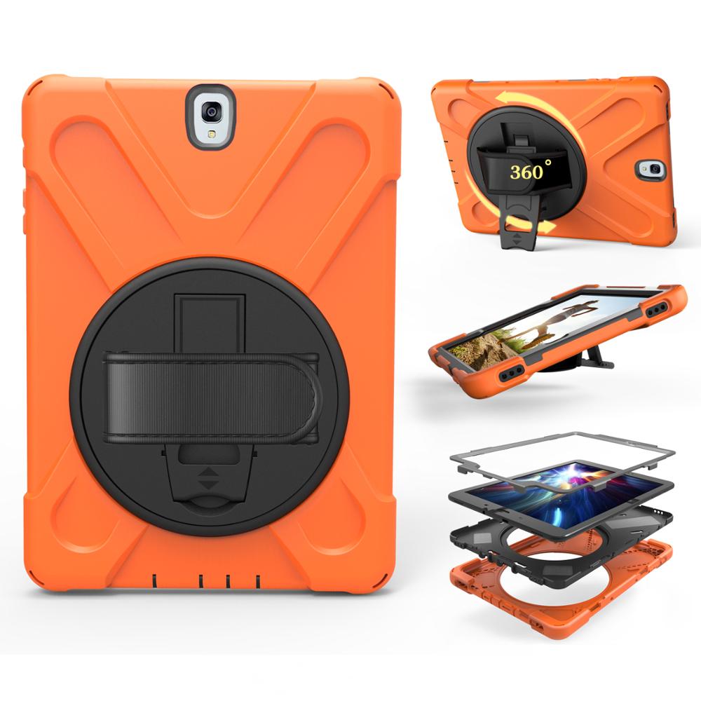 Armor coque voor samsung galaxy tab  s3 9.7 sm-t820 t825 handriem 360 draaibare standaard hoes voor samsung  t820 t825 hoesje 9.7 ''
